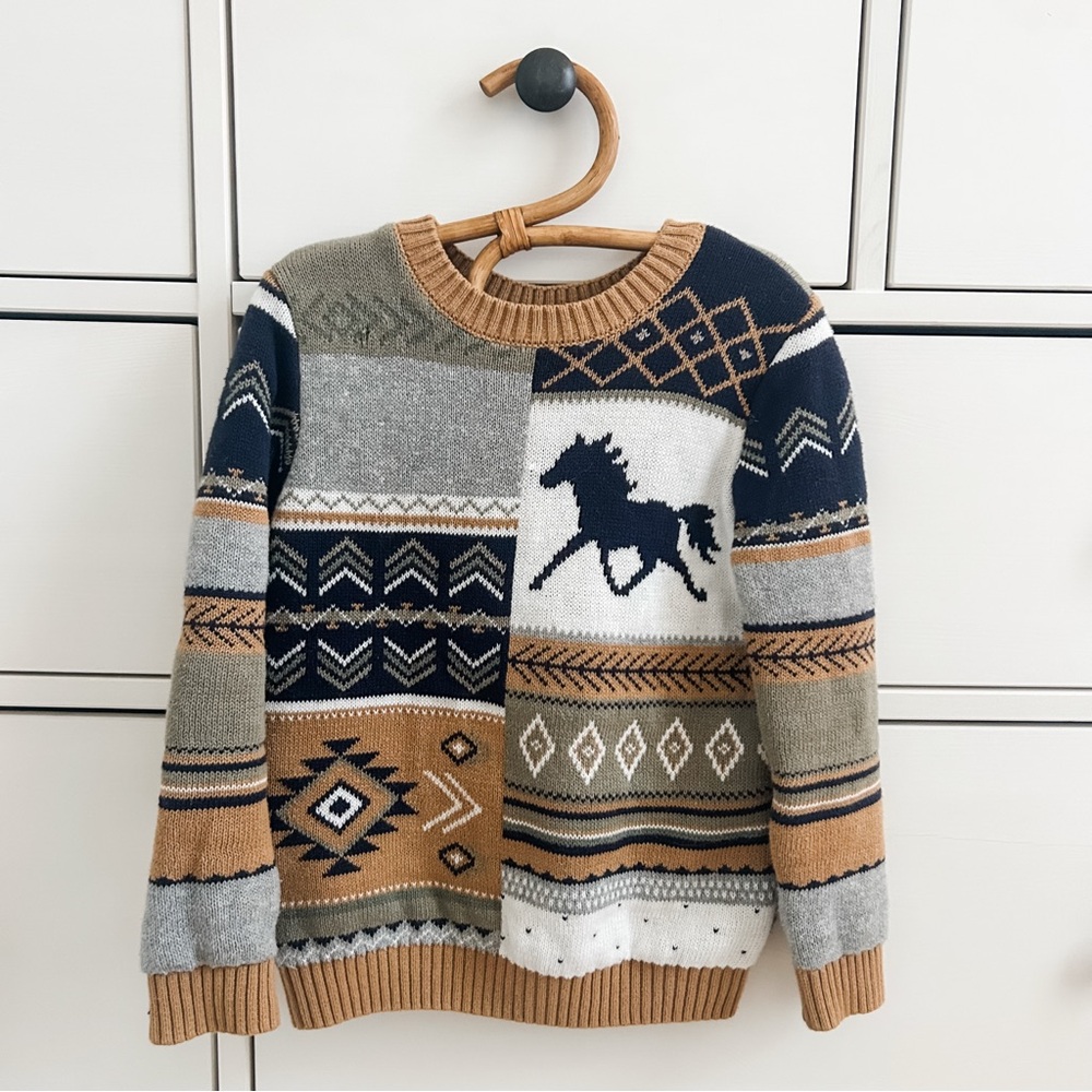 Gymboree Black and Gray Crewneck Sweater Nordic-Inspired